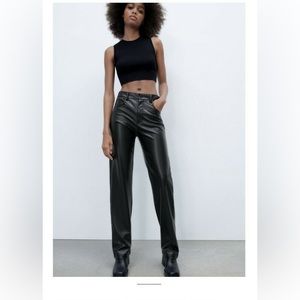 Size 2 faux feather leather pants from Zara